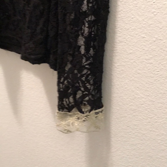 Black & Gold lace long sleeve blouse with beading - Picture 3 of 4